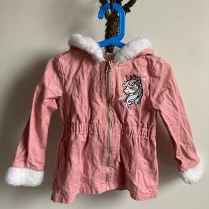 Little Lass unicorn pink girls jacket, size 5T